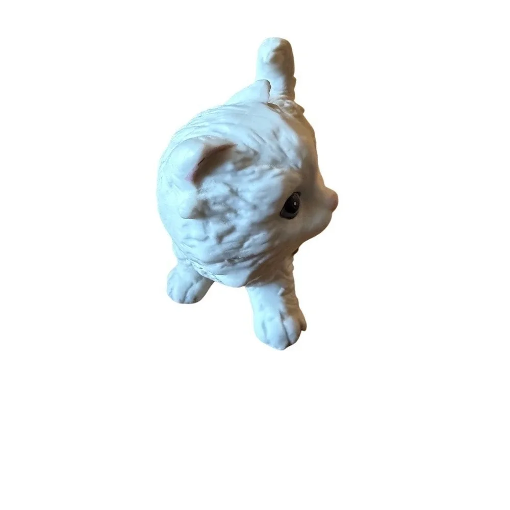 HOMCO Home Interiors‎ Persian Kitten Cat Figurine White Blue Bow Vintage